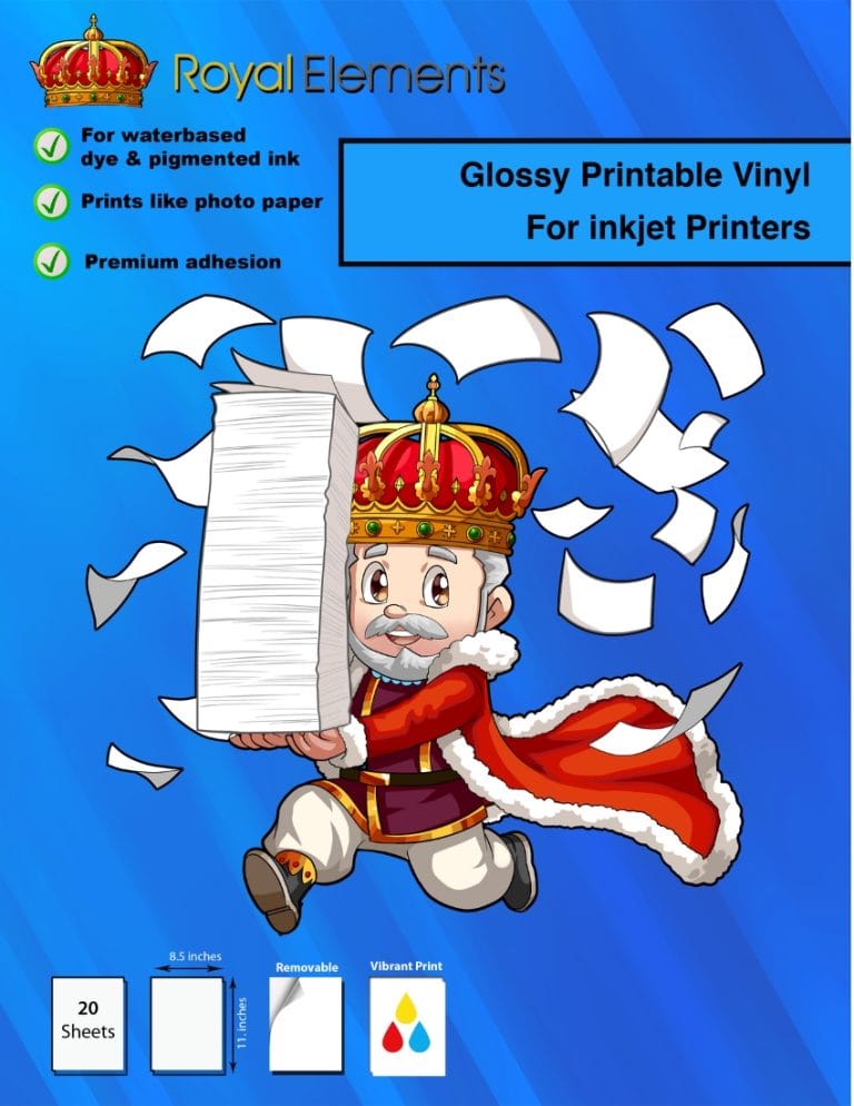 Royal Elements Printable Vinyl Sticker Paper for Inkjet Printers – 20 ...